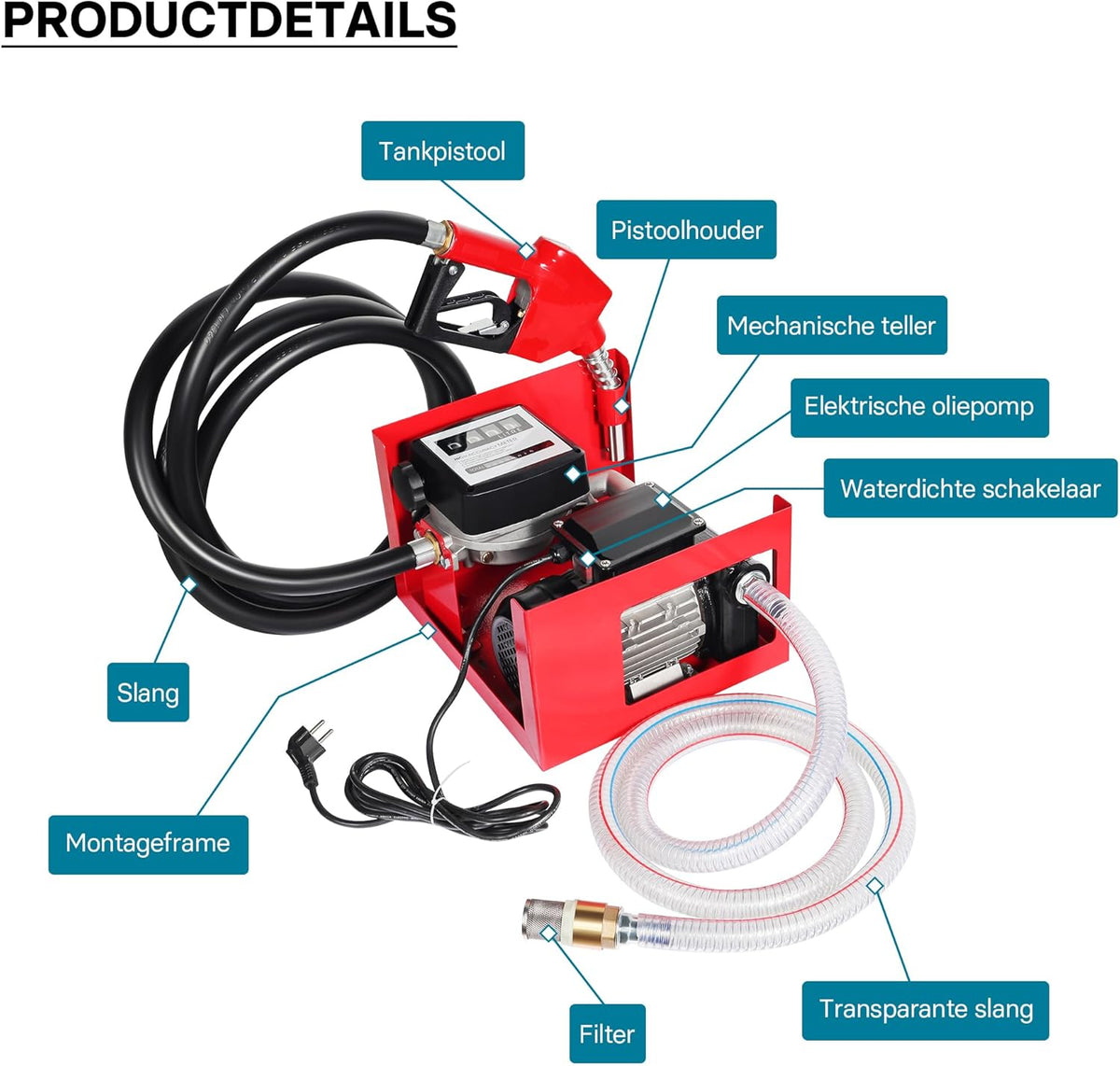 Bio dieselpomp stookoliepomp zelfaanzuigend 230V/750W 80l/min automatisch pistool overhevelingspomp
