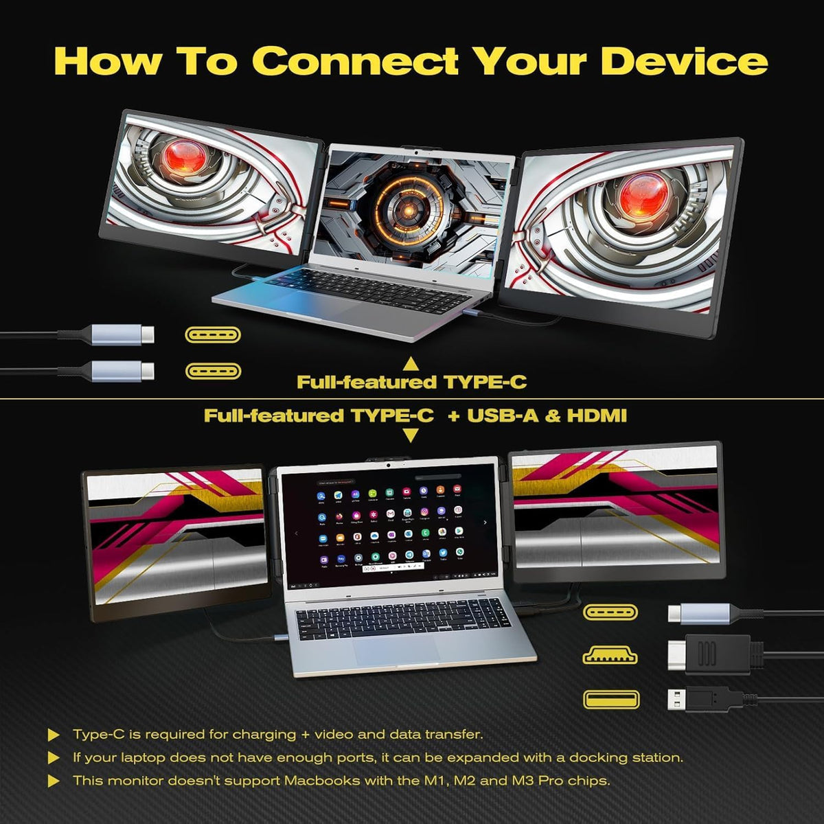 <font dir="auto" style="vertical-align: inherit;"><font dir="auto" style="vertical-align: inherit;">        KEFEYA Laptop Screen Extender, 14" FHD 1080P IPS Portable Monitor, Triple Monitor for 13"-17.3", Work for Windows/Mac/Chrome        </font></font>