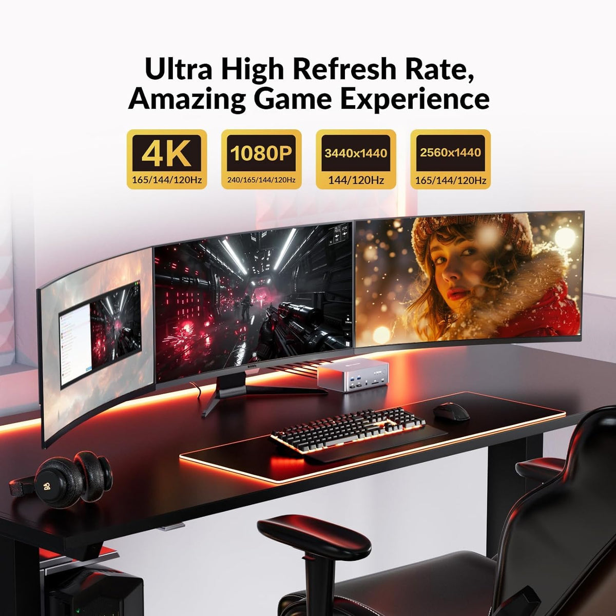 AV Access iDock D23 8K KVM Switch Docking Station for 2 Computers PCs & 3 Monitors, DisplayPort 2.0, 1G Ethernet, USB 3.0, HDCP 2.3, 4K@165/144Hz, 2K@144Hz for Gaming & Home Office