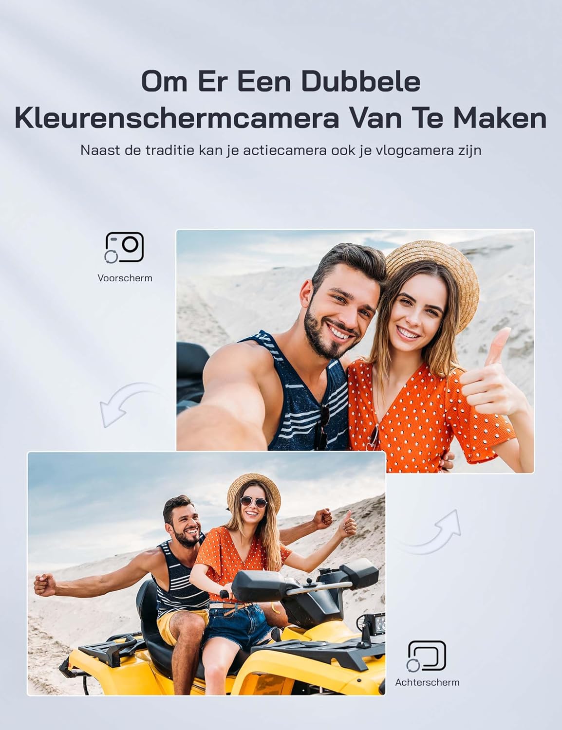 WOLFANG GA420 Actie Camera 4K 60FPS met touchscreen 24MP WiFi onderwatercamera, 10M kale waterdichte/40M waterdichte helmfietscamera met EIS, afstandsbediening, 2x1350mAh batterijen, accessoirekit