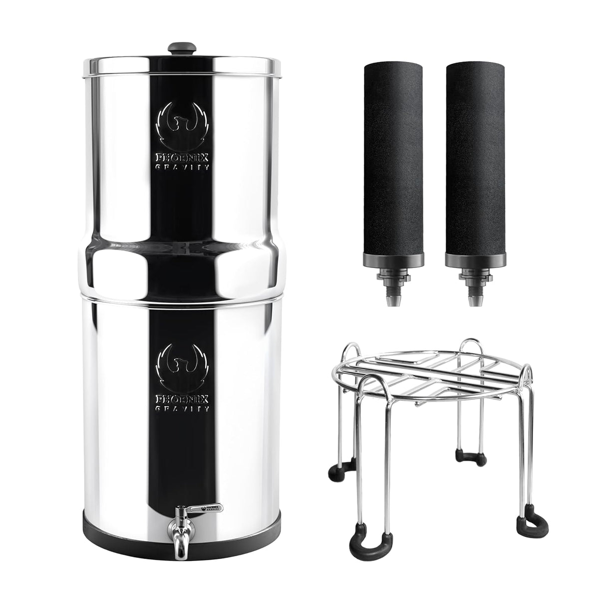 Zwaartekrachtwaterfilter 8 Liter – Waterfilter – Drinkwaterfilter – Waterfiltersysteem – Zwaartekrachtfilter – 304 Roestvrij Staal – Tot 20.000 Liter Filtercapaciteit