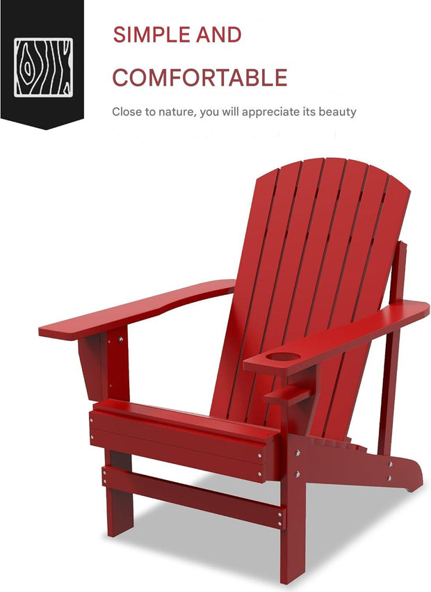 Adirondack - Tuinstoel - Relaxstoel - Ligbank - Ergonomische Rugleuning - Stevige - voor Tuin - Balkon - Terras - Sparrenhout - 72 x 94 x 93 cm - Rood
