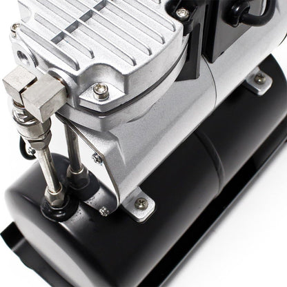 Wiltec airbrush compressor AF189A met luchttank en 1 cilinder luchtdruk tot 6 bar met automatische uitschakelfunctie en manometer