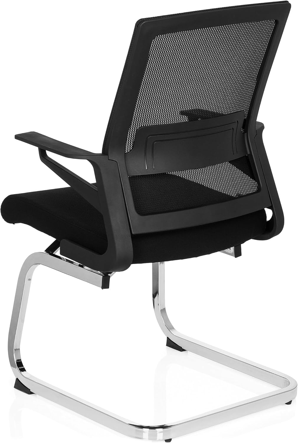 hjh OFFICE 732060 bezoekersstoel Inventor V stof/netrug zwarte stoel cantilever met lendensteun