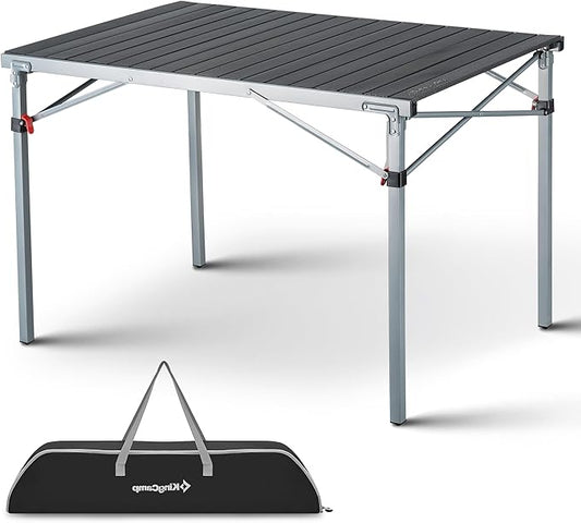 KingCamp camping table bamboo folding table height adjustable for 2 to 6 people - QUORE