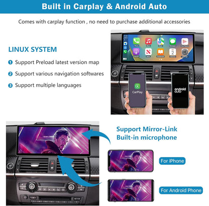 12,3 inch touchscreen autoradio – inbouwradio – multimedia systeem – auto stereo – navigatiesysteem – Draadloos Apple CarPlay & Android Auto – Compatibel met BMW X5/X6 E70 E71 (2007-2010) met CCC-systeem