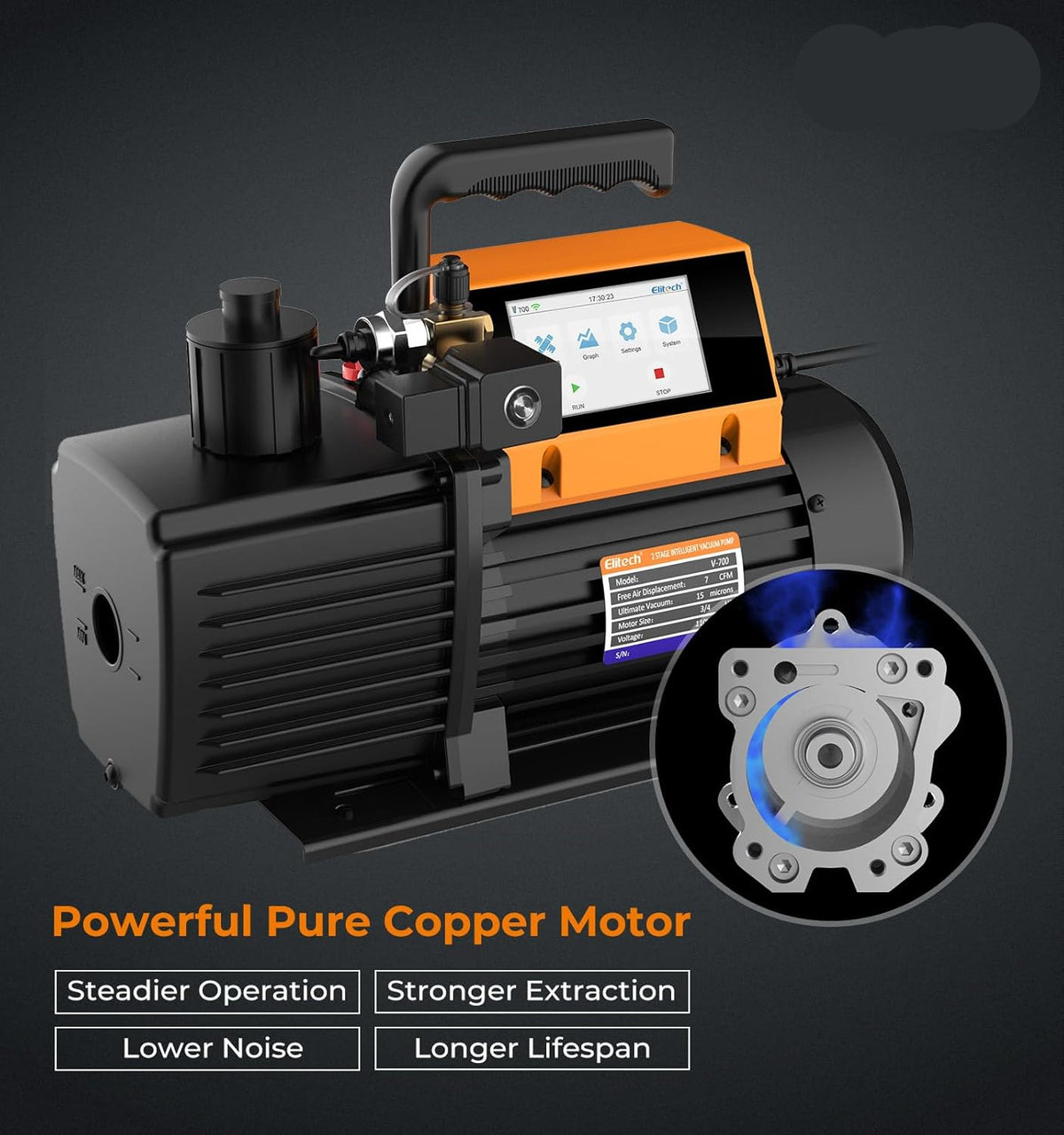 Vacuümpomp – Airconditioning Pomp – HVAC Pomp – Luchtpomp – Ontluchtingspomp – 3 Liter per Seconde Capaciteit – Touchscreen Bediening