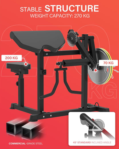 HVO Biceps en Triceps bank: 2-in-1 Verstelbaar Trainingsapparaat voor Biceps Curls en Triceps Extensions – Preacher Curl Bank voor Thuis – Zwart