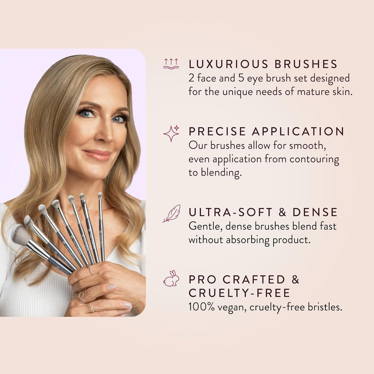 Make-upborstelset – Make-up kwastenset, make-up borstels, make-up penselen, penselenset – 7-Delige set voor gezicht en ogen – Zachte vegan vezels, geschikt voor gevoelige en rijpere huid