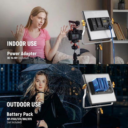 NEEWER Videoverlichtingsset 480, tweekleurig, dimbaar, met 190 cm, 2 statieven en U-houder, led-paneel 3200 K-5600 K, CRI96+ voor YouTube-opname, camera, hoofdlamp