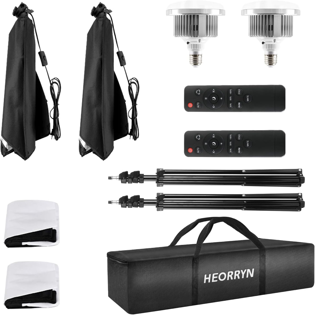 Softbox Set Fotostudio – Studiolampen – Fotolampen – Portretlampen – Fotostudio Verlichting – 2X 50 X 70 CM – 85 W LED – Dimbaar 2700-6400 K