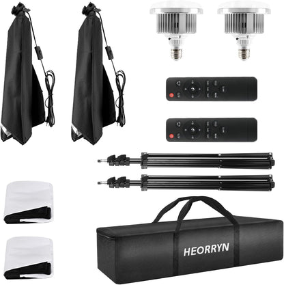 Softbox Set Fotostudio – Studiolampen – Fotolampen – Portretlampen – Fotostudio Verlichting – 2X 50 X 70 CM – 85 W LED – Dimbaar 2700-6400 K