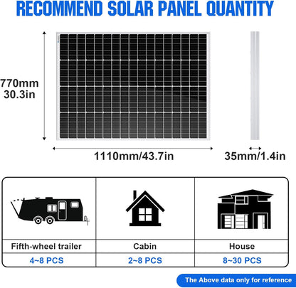 ECO-WORTHY 340W 12 Volt Monocrystalline Solar Panels, 2pcs 170W Solar Panels Suitable for RV, Garden, RV, Motorhome, Charging 12V Battery - QUORE