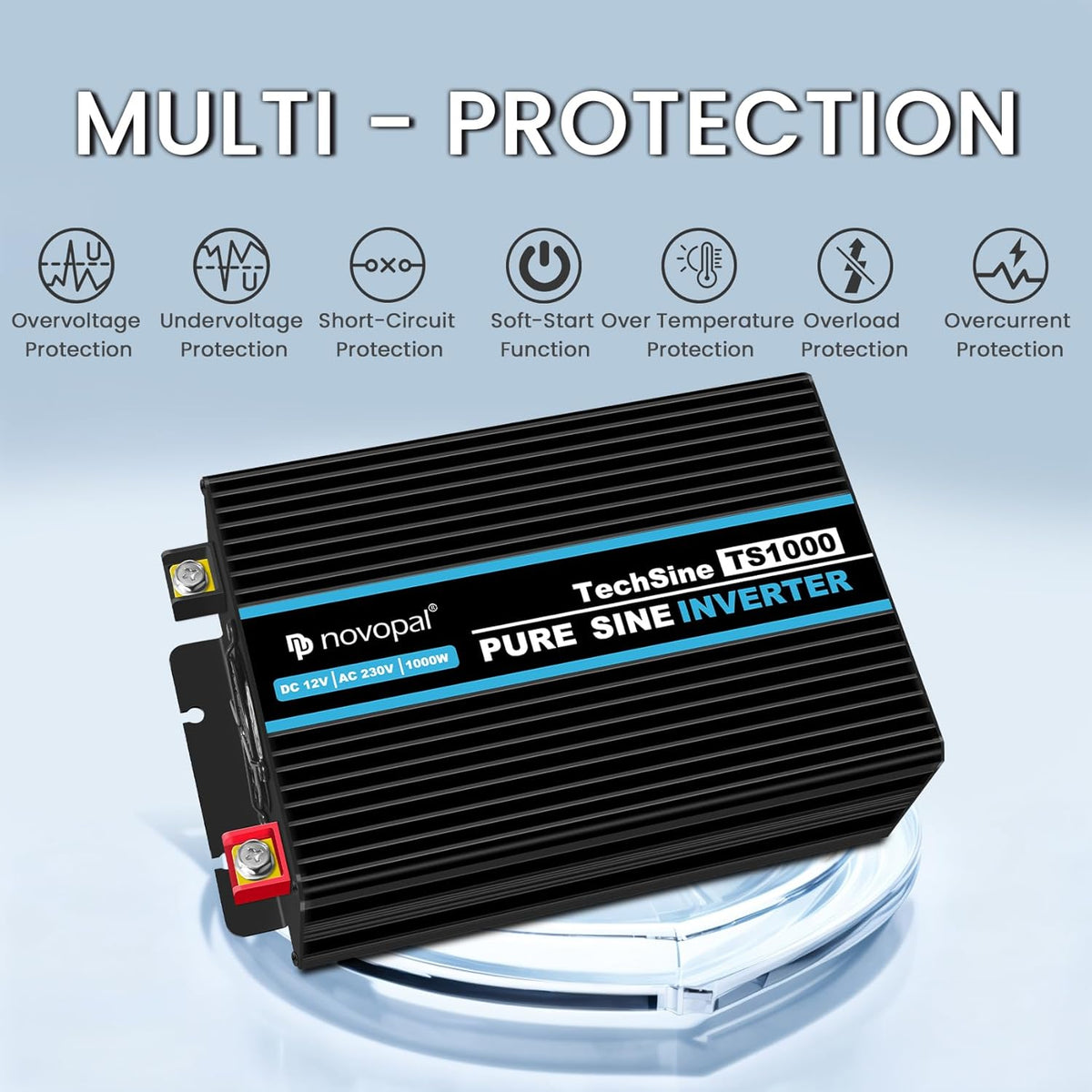 Spanningsomvormer 12V Naar 230V 1000W – Omvormer – Auto Omvormer – Spanningsconverter – Pure Sinus Omvormer – Zuivere Sinus – 2 EU-Stopcontacten En 2,1A USB