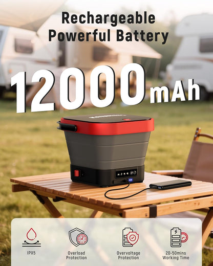 Draagbare Hogedrukreiniger – Mobiele Reiniger – Mini Hogedrukspuit – Compacte Schoonmaker – Outdoor Reinigingsapparaat – 15 Bar Krachtige Waterdruk – 12L Watertank Met USB-C Opladen