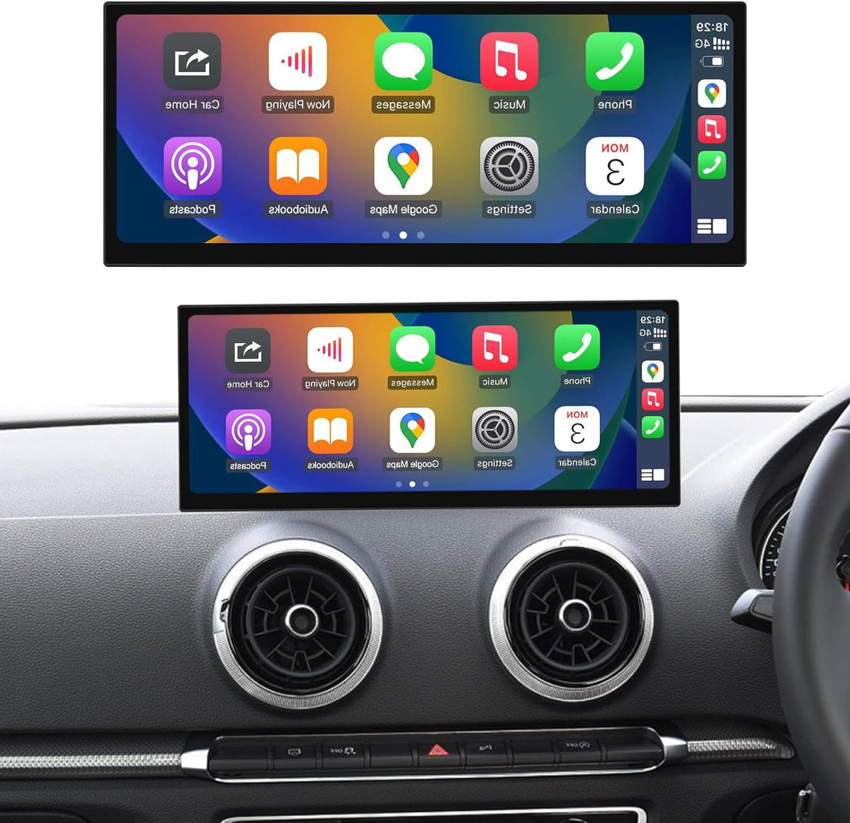 12,3 Inch Autoradio Touchscreen – Multimediascherm – Infotainmentsysteem – CarPlay Interface – Draadloze Android Auto – Draadloos CarPlay & Android Auto – HD Resolutie 1920x720 Pixel