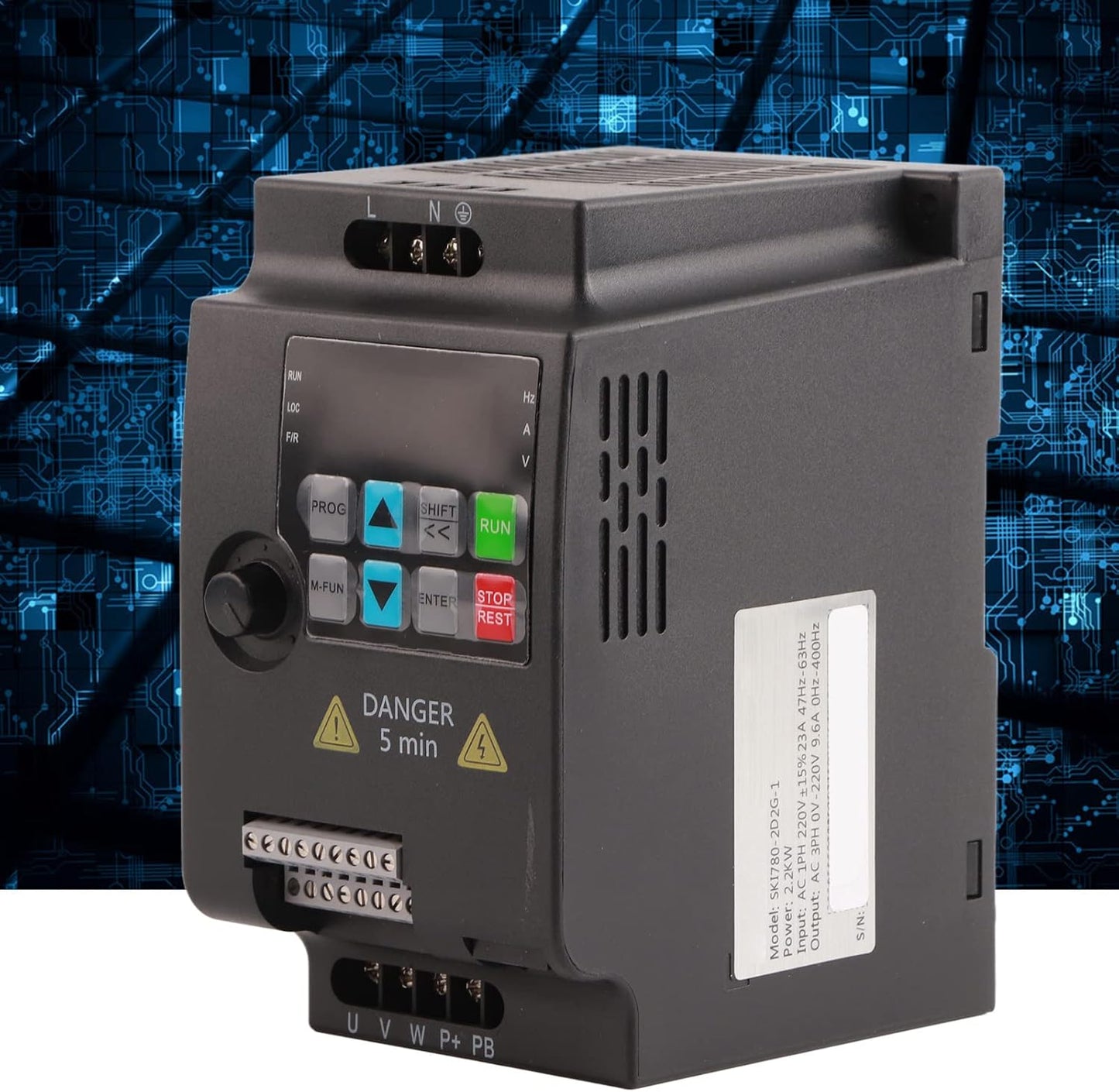 SKI780 Mini VFD 220 V / 380 V omvormer carico Convertitore di frequenza variabele omvormer monofase/trifase CA per motor trifase 0,75/1,5/2,2 kW (220VAC 2,2kW)