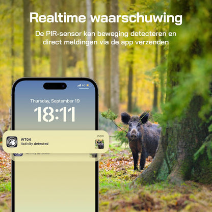 WOLFANG WT04 Jachtcamera, 4G Fotoval op Zonne-energie met Vooraf Geïnstalleerde Simkaart en SD-kaart, Externe 2.5K-jachtcamera met Zonnepaneel, Onzichtbaar Infrarood, PIR-detectie, Waterdicht