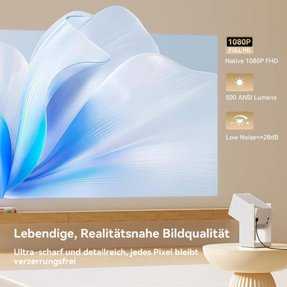WANBO Cube 2 Pro Smart Beamer Android TV/Netflix, 500ANSI, Len Protect, 230° Rotable, ToF Autofocus Keystone, CEC, Bluetooth WiFi, Native 1080P Draagbare Mini Projector Thuis Outdoor, White