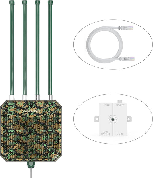 WAVLINK AX3000 Outdoor WiFi 6 Extender, Long Range Draadloos Access Point, Ondersteuning Actieve PoE, 4x8dBi Antennes, Outdoor WiFi-oplossing, IP67, Tot 128 Apparaten
