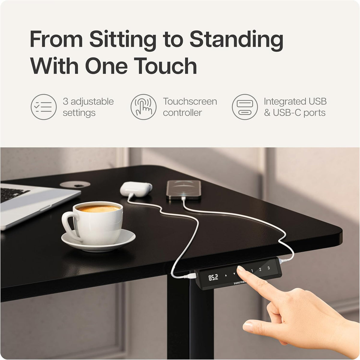Desktronic HomePro Frame in hoogte verstelbaar bureauframe - elektrisch in hoogte verstelbaar bureau met fluisterstille dubbele motor en touchscreen - hoog draagvermogen - zwart