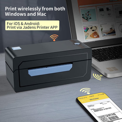 JADENS Bluetooth Thermal Monochrome Label Printer, 4x6 Shipping Label Printer, Compatible with Android&iPhone and Windows, Widely Used for Hermes, Royal Mail, Amazon, Shopify, Ebay