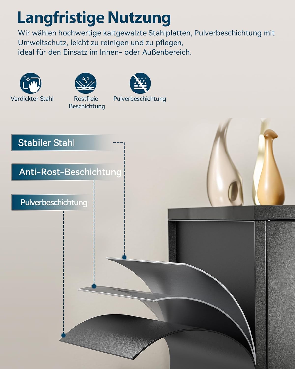 Dossierkast, afsluitbare garagekast, 4 niveaus bureaukast, zwart SC14BK