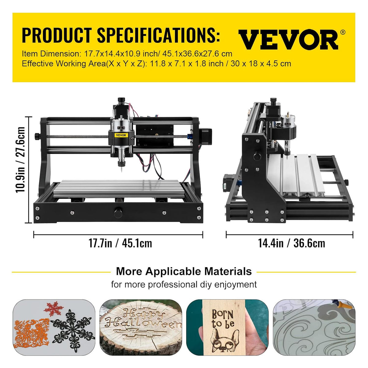 VEVOR 2500 mW CNC 3018 DIY graveermachine Pro 300x180x45mm graveermachine 3 assen mini lasergraveermachine met GRBL besturingskaart en offline controller