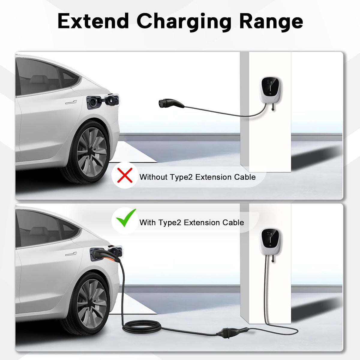 Type 2 EV-verlengkabel, 7 kW, 7 m, 32 A, verlengkabel voor opladen voor elektrische voertuigen volgens IEC62196