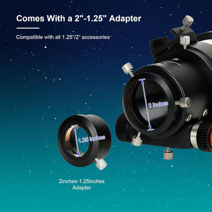 Svbony SV48P Telescoop Refractor OTA, 90mm F5,5 Telescopen voor Volwassenen, FMC Achromatische Lens, Dubbele Snelheidsfocuser, 360° Rotator, voor Visuele Observatie van Maanplaneten Astrofotografie