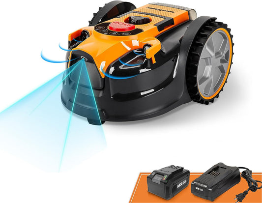 LawnMaster VBRM16 OcuMow Robotic Lawnmower Suitable for Self-Propelled Lawn Mowers up to 100 m² with MX 24 V 4.0 Ah Lithium-Ion Battery without Cable - QUORE