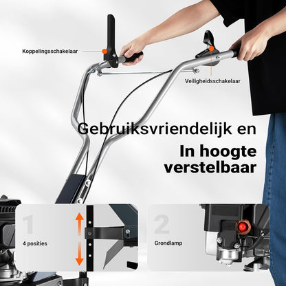 Wiltec tuinfrees benzine werkbreedte van 60 cm, grondfreesmachine motor 144 ccm en 6 messen, cultivator met brandstofaandrijving Euro 5, robuuste grondfrees voor tuinwerk