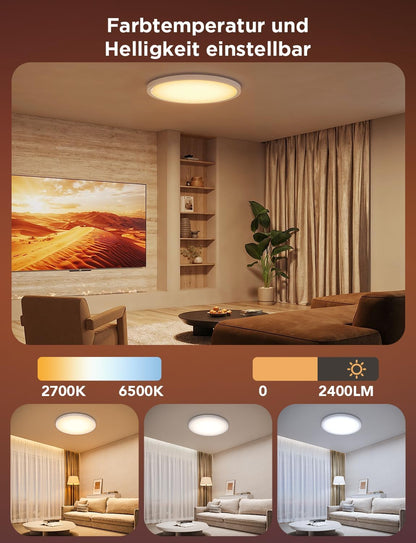 Govee Plafondlamp RGBIC Smart, 24 W, diameter 30 cm, dimbaar, led-plafondlamp, met 16 miljoen doe-het-zelf kleuren, werkt met Alexa en Google Assistant, plafondverlichting voor slaapkamer, 2 stuks