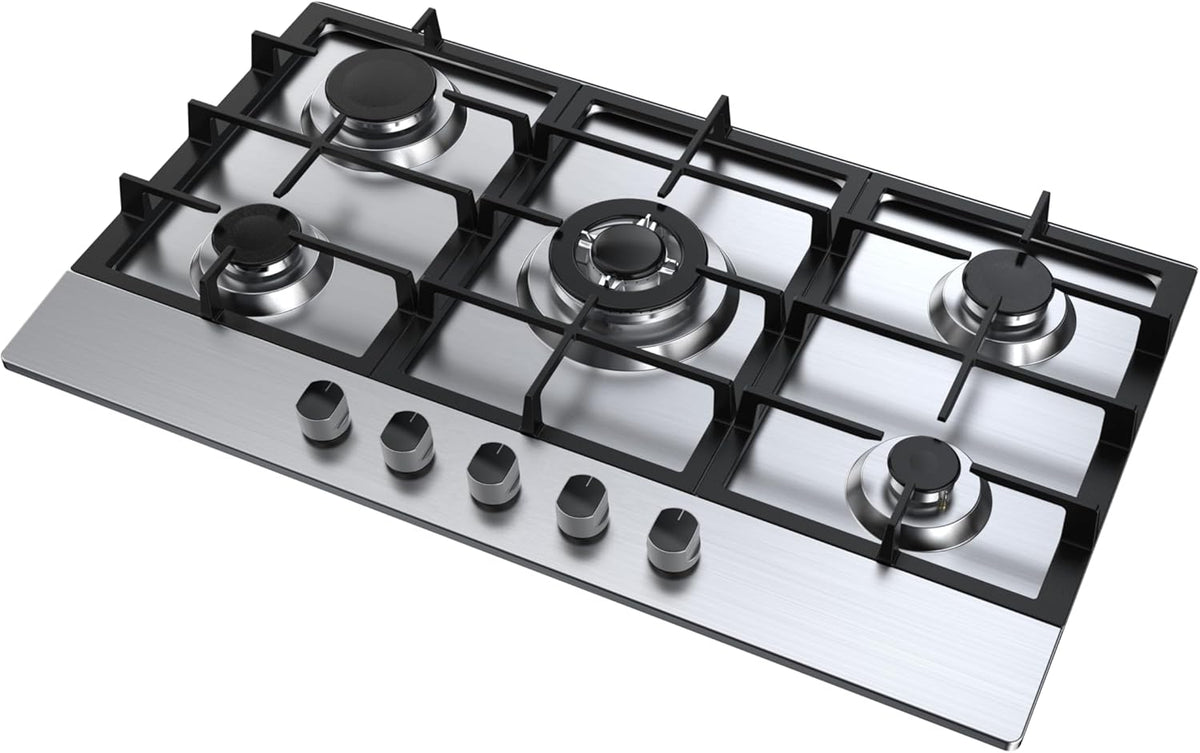 Inbouw Gaskookplaat – Gaskookplaat 5 Branders – Gasfornuis – Keukenfornuis – Inbouwfornuis – 85 cm Breed – Thermoelement Veiligheid – Roestvrij Staal
