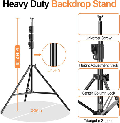 FUDESY Foto Video Studio 3 x 3M/10 x 10Ft Heavy Duty Verstelbare Achtergrond Stand,Achtergrond Ondersteuning Systeem voor Fotografie met Draagtas,Twee Stuks Veerklemmen