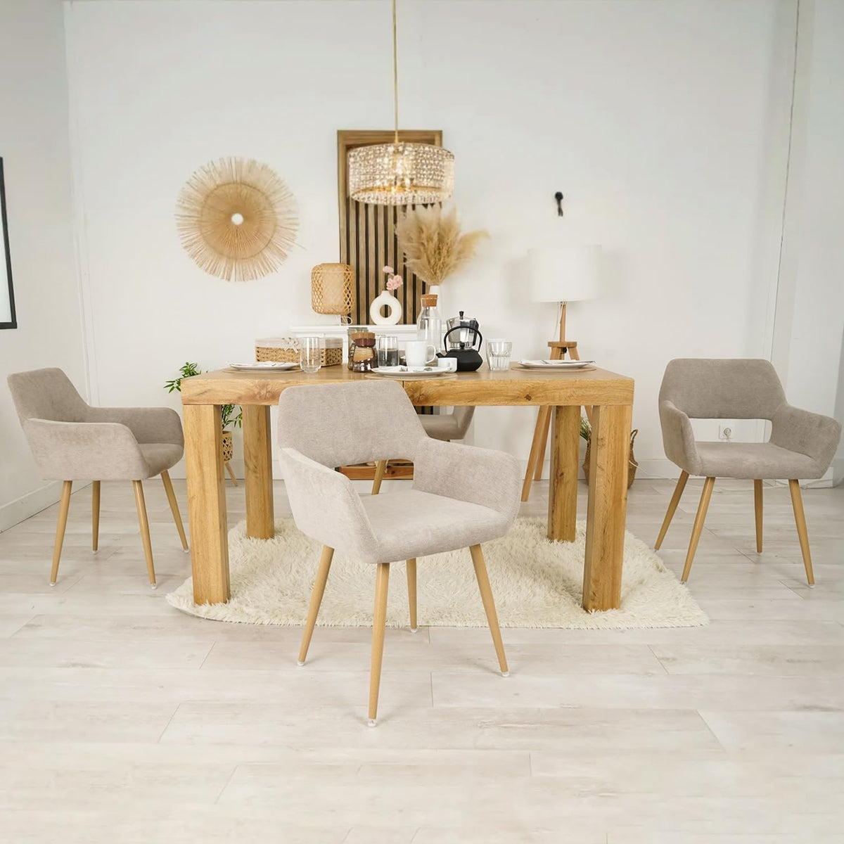 MEUBLES COSY,Eetkamerstoel set van 2 modern stoel,56 x 56 x78 cm,Beige