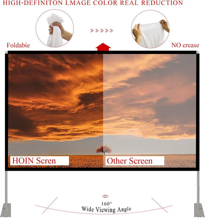 Projectiescherm 100 inch 4K HD 16: 9 scherm opvouwbare projector, wasbaar, draagbaar, anti-kreuk voor videoprojectoren, dubbelzijdige projectie voor thuis/buitenbioscoop (100 inch)
