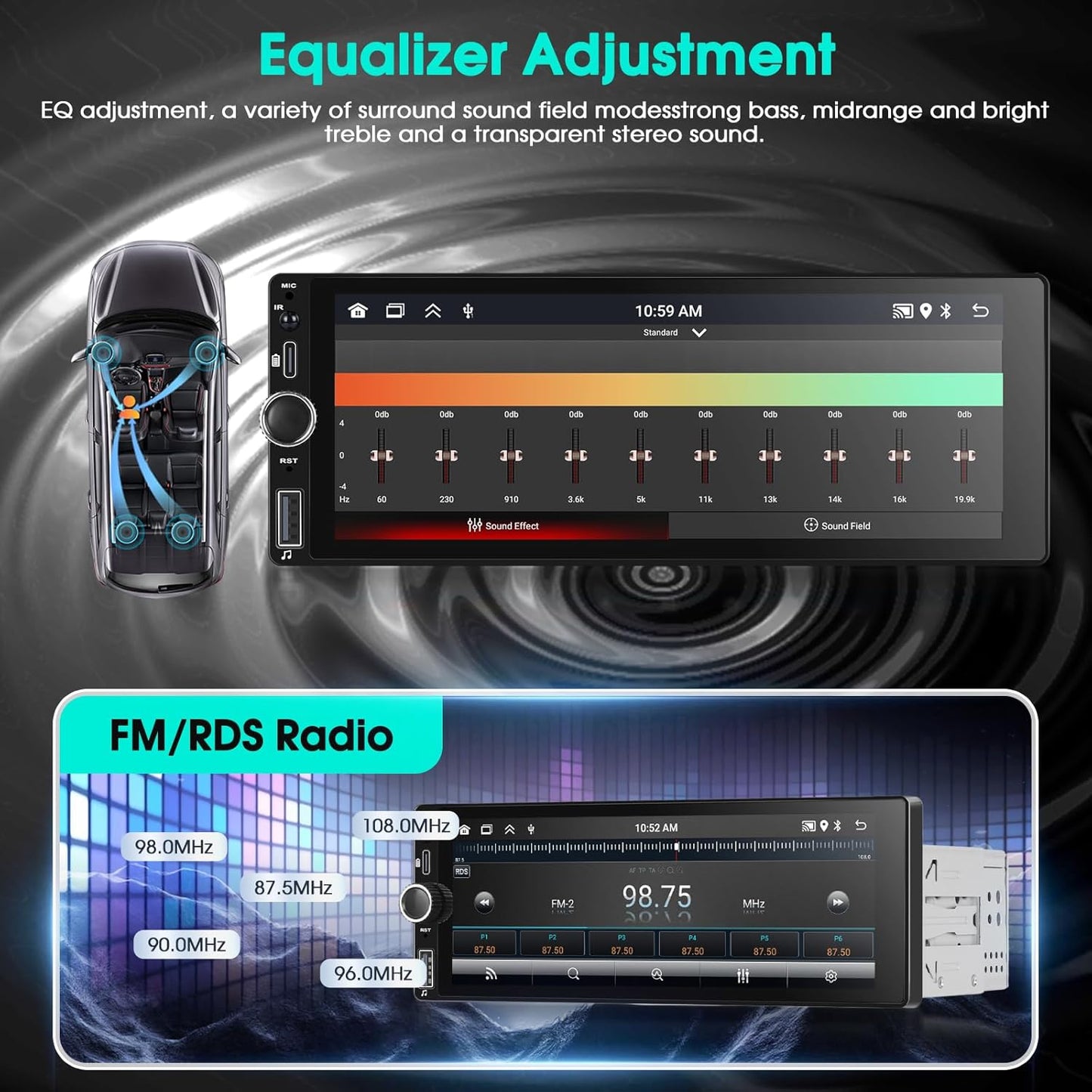 [2G+32G] A-pple Carplay Autoradio Draadloze CarPlay & Android Auto Radio 2din 6,9' HD Touchscreen Stereo Radio, GPS Navigatie/Bluetooth/Mirror Link/SWC/EQ/FM/RDS/Achteruitrijcamera + Microfoon