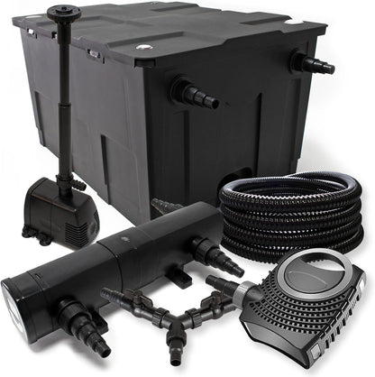 SunSun vijverfilterset voor 60.000l met UVC 36W, NEO10000 pomp 80W, slang 25m en fontein