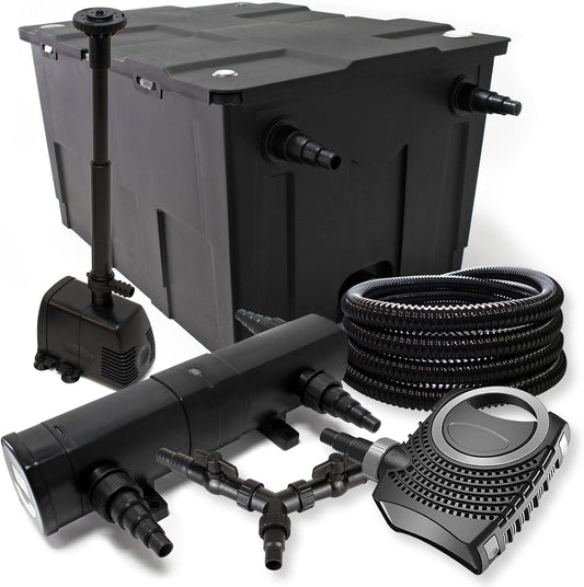 SunSun vijverfilterset voor 60.000l met UVC 36W, NEO10000 pomp 80W, slang 25m en fontein