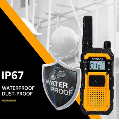 Retevis RB648 Zware Tweewegradio IP67 Waterdicht Stofdicht Robuuste Walkietalkies met Dual PTT VOX Oplaadbare Langeafstandsradio's voor Aannemers, Werklocaties en Buitengebruik (2-pack)