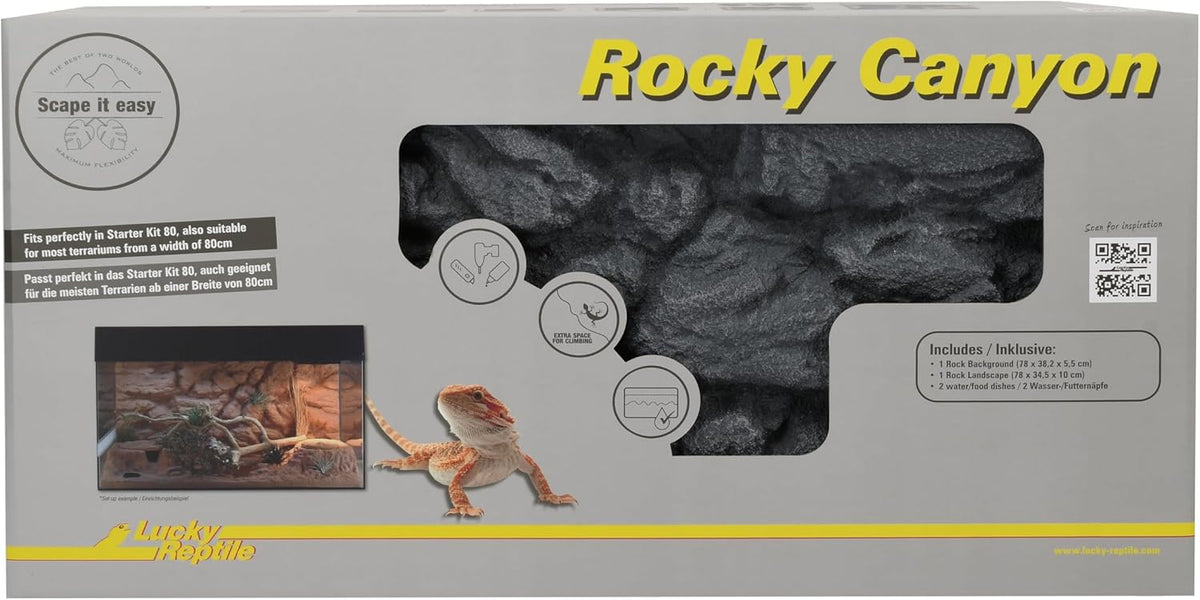 Lucky Reptile Rocky Canyon (2-delig)- Scape it Easy - Basalt Grey, 78 x 38 x 38 cm, voor Starter Kits 80 cm