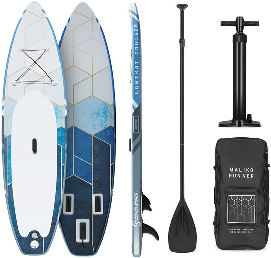 Capital Sports Lanikai Cruiser Opblaasbaar stand-up paddleboard, sup, sup board, set: board + peddel + riem + rugzak + pomp, cruiservorm, telescopische peddel