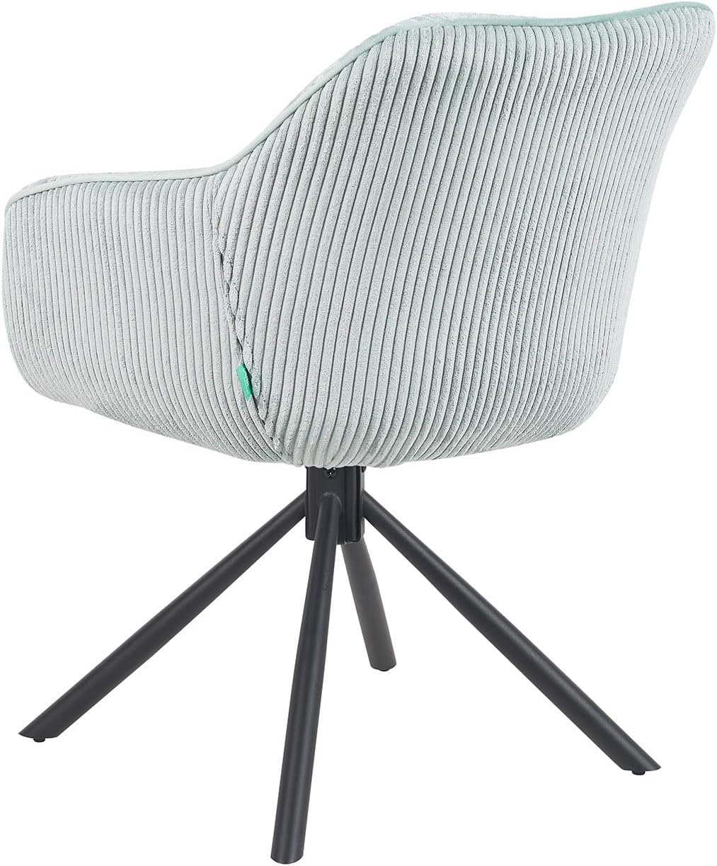 DUBI Möbel Dining chair Mika-Maya, light blue, frame 360° rotatable metal powder-coated matt black - QUORE