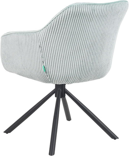 DUBI Möbel Dining chair Mika-Maya, light blue, frame 360° rotatable metal powder-coated matt black - QUORE