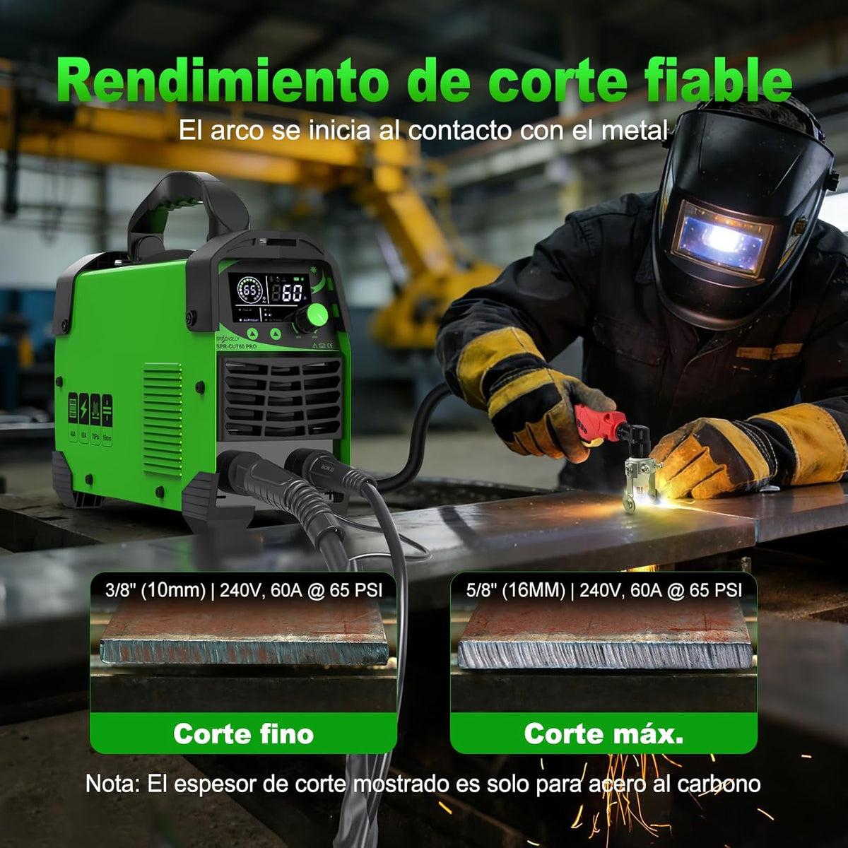 CUT60 PRO Upgrade 60A IGBT Plasmasnijder 240V - Max. 16mm staalsnede, 10mm zuivere snede - Met Digitaal LED-Display, Gemakkelijk te starten & Overbelastingsbeveiliging