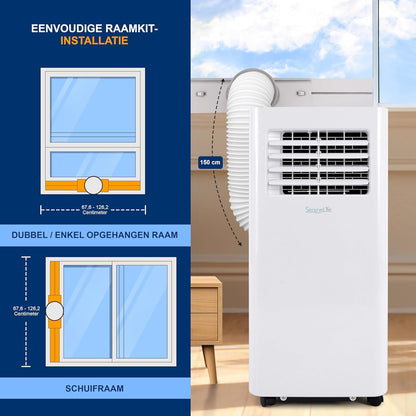 Draagbare airconditioner – Airconditioner – Draagbare Airco – Mobiele Airco – Luchtontvochtiger – 9.000 BTU Voor 28 M² – Ontvochtigt 1,1 Liter Per Uur