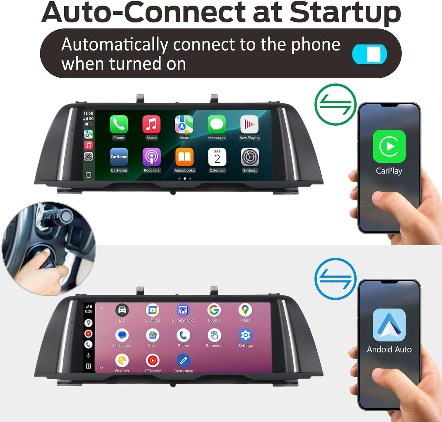 Autoradio – Multimedia Systeem – Navigatie Radio – Bluetooth Audio – CarPlay Android Auto – Razendsnel Opstarten – Behoudt Originele Besturing