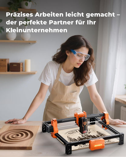 ACMER S2 lasersnijder, 12 W, 72 W lasergraveermachine, graveren en snijden van houten platen met slechts één klik voor kleine en winstgevende bedrijven, doe-het-zelfprojecten, 300 x 300 mm