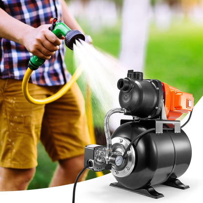 Diepe Bronpomp Met Drukreservoir – Waterpomp – Drukpomp – Tuinpomp – Hydrofoorpomp – 750 W, 3700 L/U – 19 L Drukreservoir, Automatische Drukschakelaar 20/40 Psi